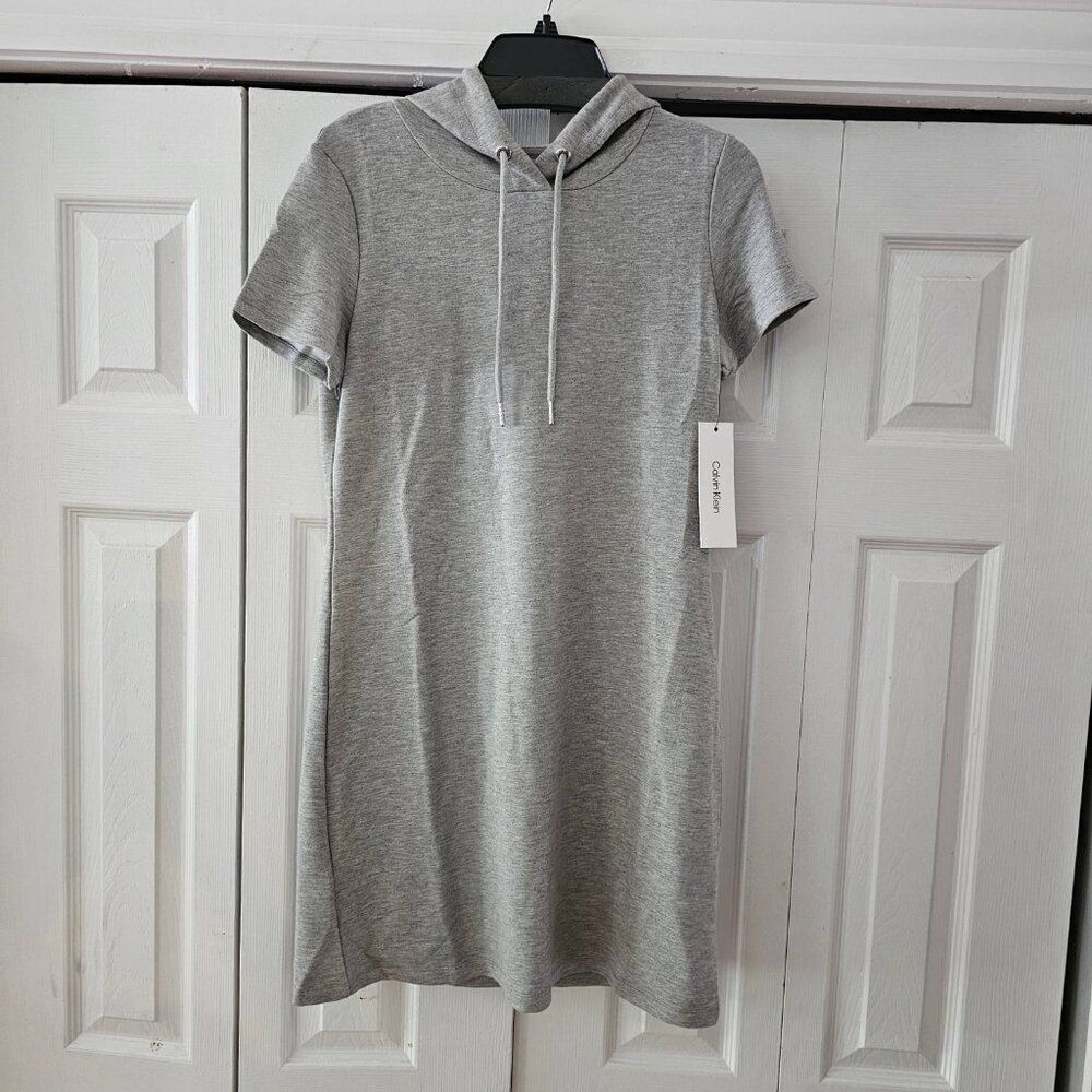Calvin Klein Gray Short Sleeves Logo T-Shirt Mini Dress Size Small - Picture 3 of 8